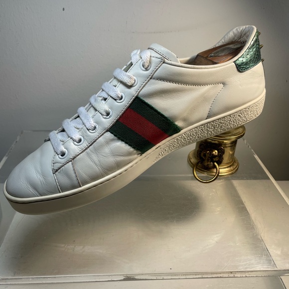 GUCCI ace peral studded white Snearkers with spikes sz 39.5 made in italy - Picture 8 of 16